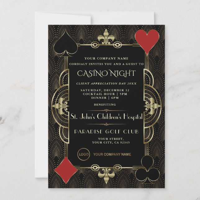 Invitation Jour de l'Appréciation du client Casino Night Soci (Devant)
