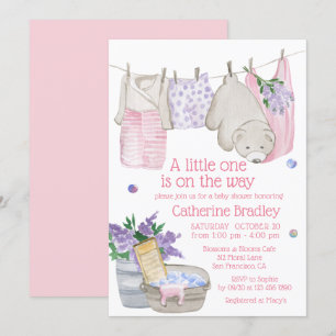 Invitation Jour de lavage de l'ours mûr Baby shower aquarelle