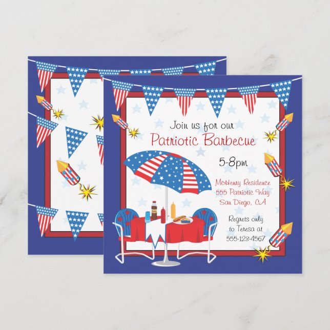 Invitation Jour de l'élection Patriotique Patriotique BBQ Par (Devant / Derrière)
