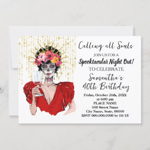 Invitation Jour de l'Halloween mort Anniversaire Filles Nuit 