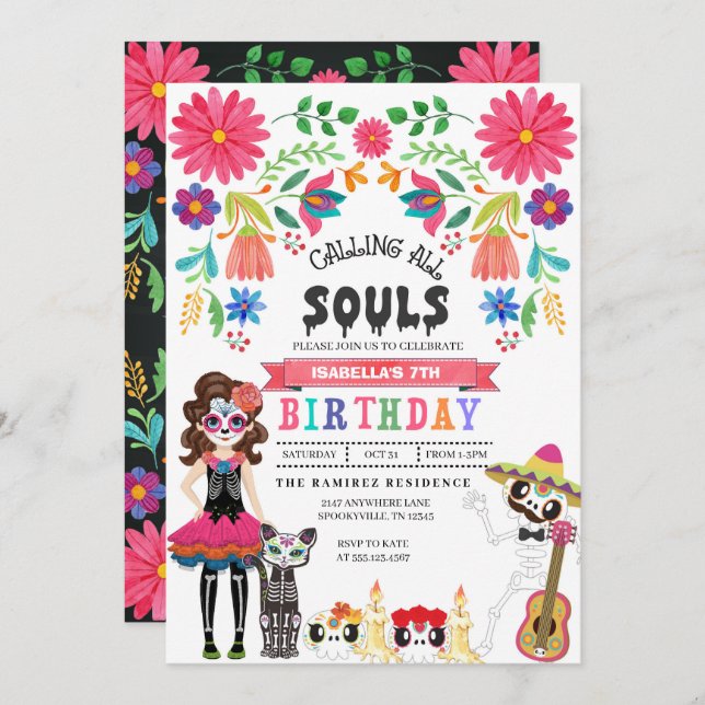 Invitation Jour de l'Halloween mortes (Devant / Derrière)