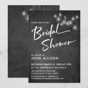 Invitation Jour de mariage moderne avec lumières Edison sur t