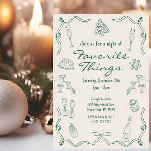 Invitation Jour de Noël à la main verte et crème