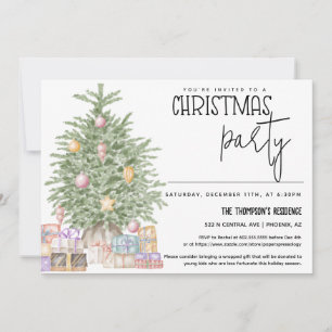 Invitation Jour de Noël Fête de Noël Arbre cadeau de Noël