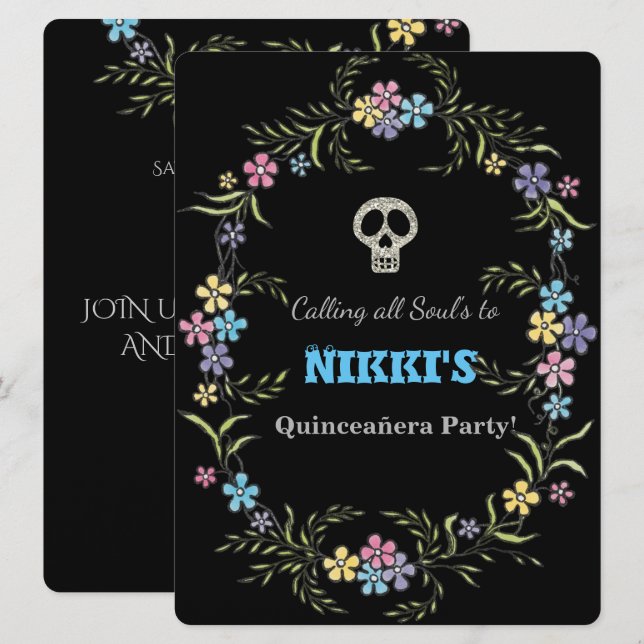 INVITATION JOUR DE QUINCEANERA DE L'INVITATION MORTE (Devant / Derrière)