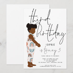 Invitation Jour de troisième anniversaire de Rainbows Dark Ha