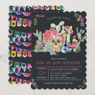 Invitation Jour des crânes de sucre de la fête des morts