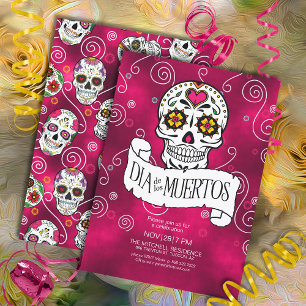Invitation Jour des crânes de sucre morts Red ID725