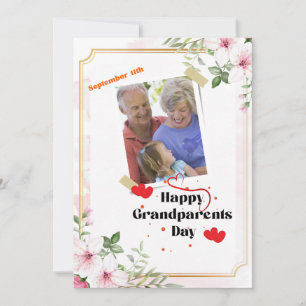 Invitation Jour des grands-parents rose floral