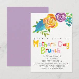 Invitation Jour des mères d'aquarelle colorée brunch invitati