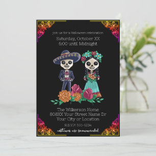 Invitation Jour des Skeletons Morts à la fête d'Halloween Noi