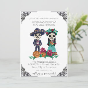 Invitation Jour des Skeletons Morts Fête d'Halloween