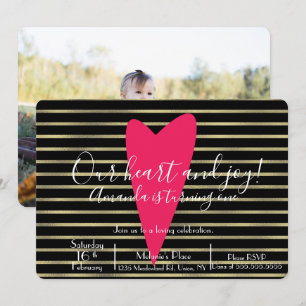 Invitation Jour des Valentines Anniversaire Coeur rayé