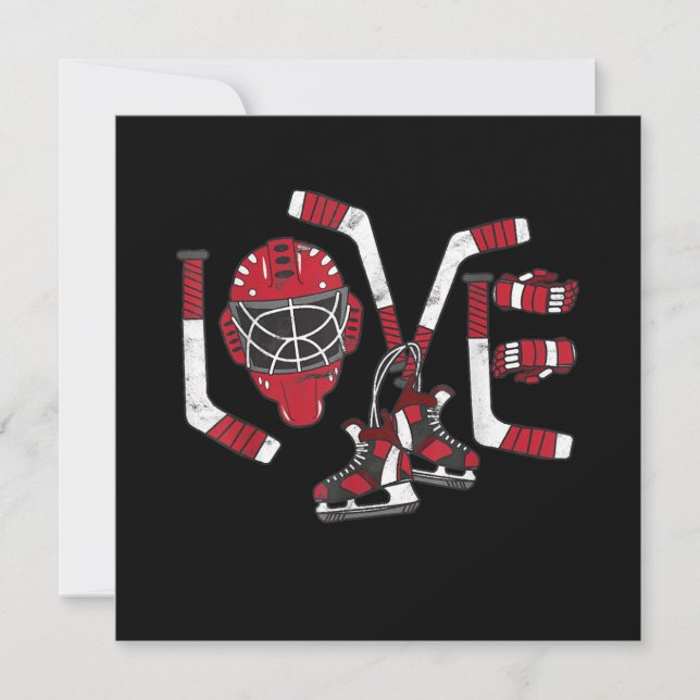 Invitation Jour des Valentines de hockey sur glace Aimer mign (Devant)