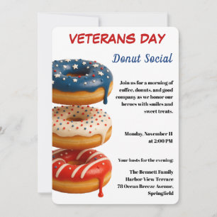 Invitation Jour des vétérans Célébration sociale des donuts