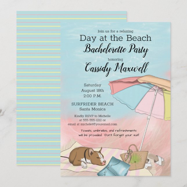 Invitation Jour d'été à la Beach Bachelorette Party (Devant / Derrière)