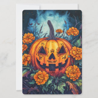 Invitation Jour du Citrouille mort avec Marigold Surround