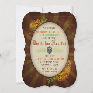 Invitation Jour du crâne de sucre mort Halloween