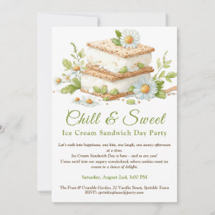 Invitation Jour du Sandwich de Crème Glacée Pistache Aquarell