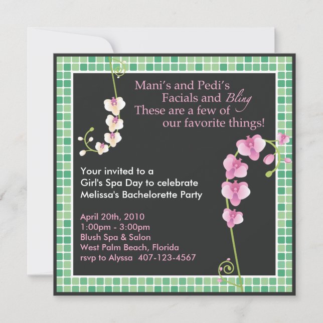 Invitation Jour du spa de la fille ! (Devant)