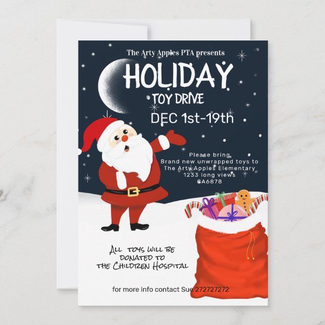 Invitation Jour férié de Noël pour les jouets de Père Noël (Devant)