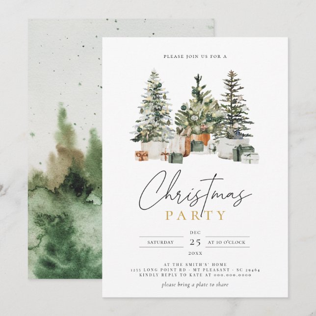 Invitation Jour férié férié fêtes de Noël Diner (Devant / Derrière)