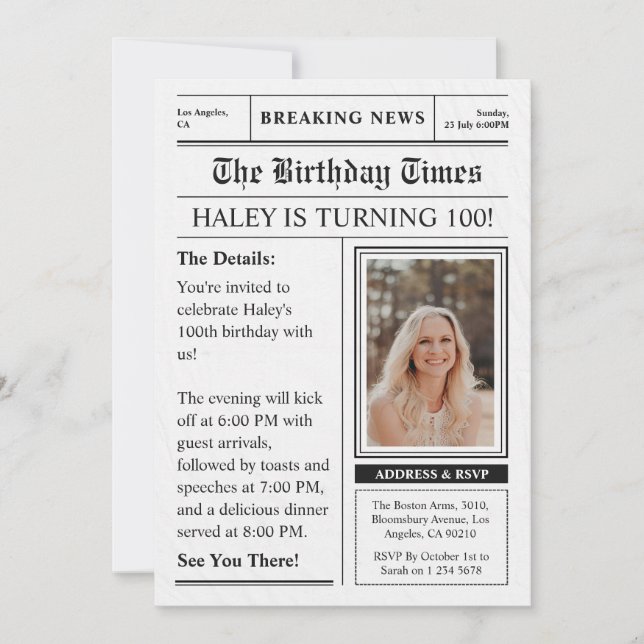 Invitation Journal 100e anniversaire Fun Magazine couverture  (Devant)