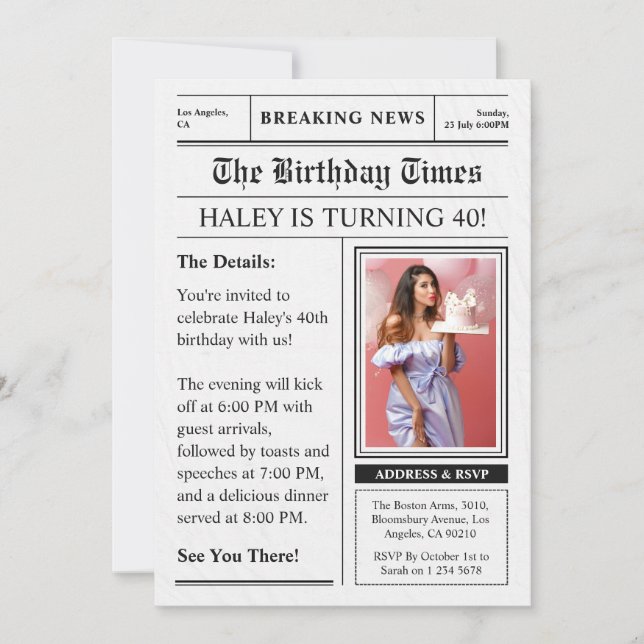 Invitation Journal 40e anniversaire Funny Magazine couverture (Devant)