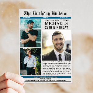 Invitation Journal avec photos N'importe quel âge Anniversair