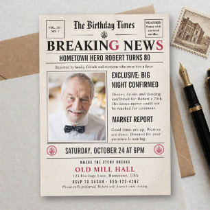 Invitation Journal Breaking News Drôle Humoristique Hommes 90