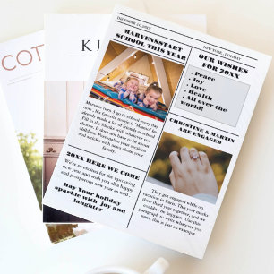 Invitation Journal de la famille de Noël + Année en revue Pho