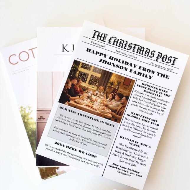 Invitation Journal de la famille de Noël + Année en revue Pho (Créateur téléchargé)