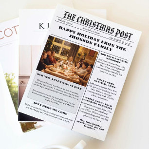 Invitation Journal de la famille de Noël + Année en revue Pho