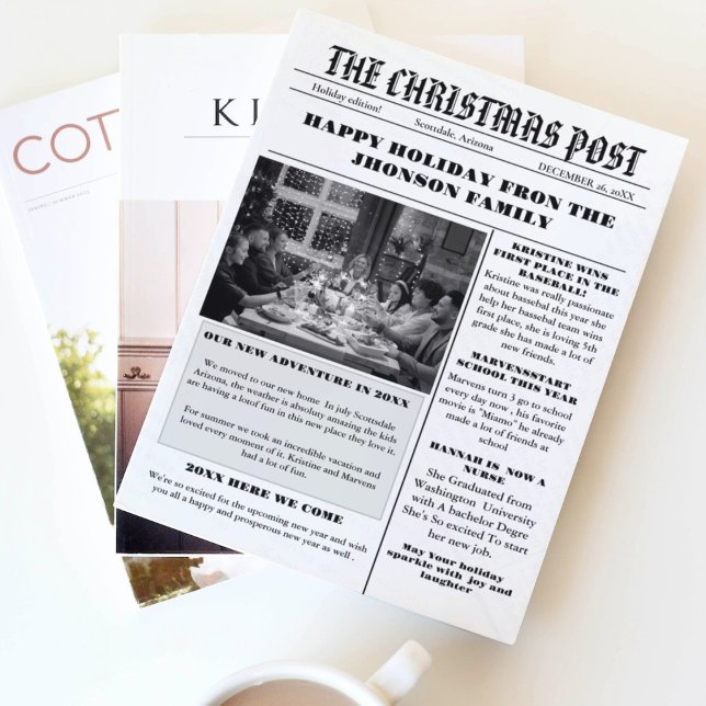 Invitation Journal de la famille de Noël + Année en revue Pho (Créateur téléchargé)