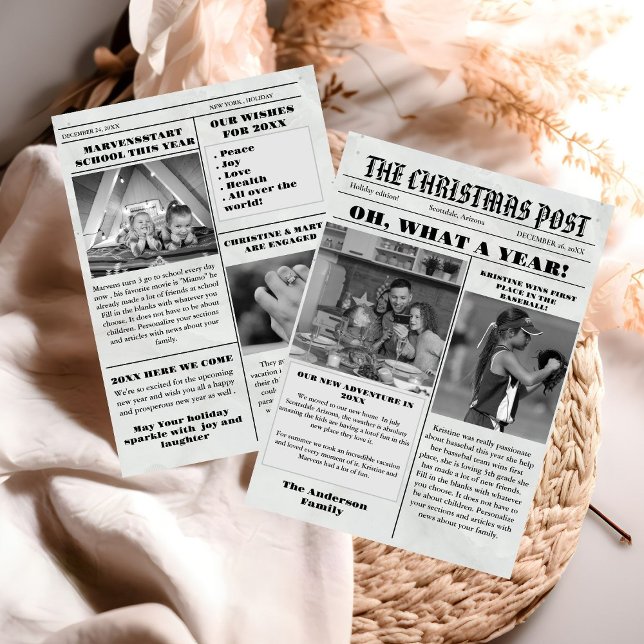 Invitation Journal de la famille de Noël + Année en revue Pho (Créateur téléchargé)