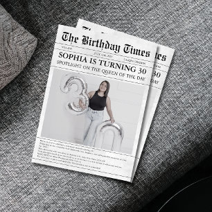 Invitation Journal noir et blanc 30e anniversaire