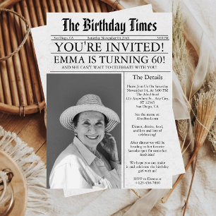Invitation Journal Unique Fun 60e Anniversaire Photo Fête