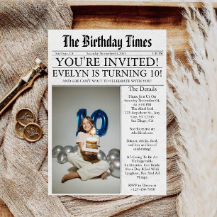 Invitation Journal Unique Fun Photo 10e anniversaire