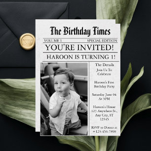 Invitation Journal Unique Fun Photo 1er Anniversaire