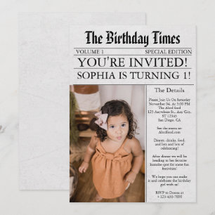 Invitation Journal Unique Fun Photo 1er Anniversaire