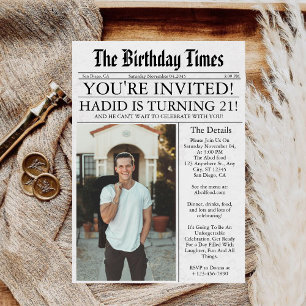 Invitation Journal Unique Fun Photo 21e Anniversaire