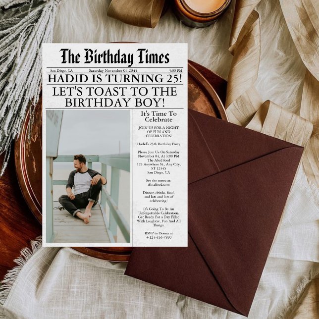 Invitation Journal Unique Fun Photo 25th Birthday Party (Créateur téléchargé)