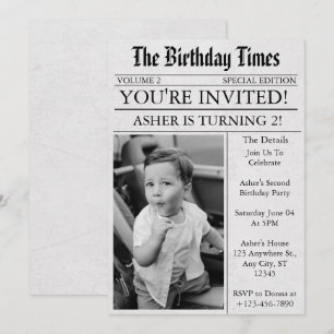 Invitation Journal Unique Fun Photo Fête d'anniversaire 2 ans