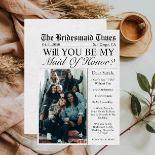 Invitation Journal Unique Fun Photo Maid of Honor Proposition