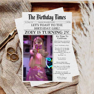 Invitation Journal Unique Photo Fun 25e Fête d'anniversaire