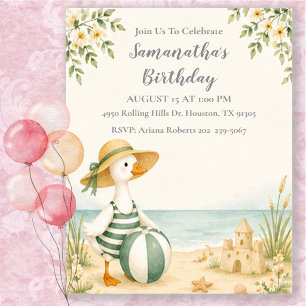 Invitation Journée à la plage Joyeux Canard Été Fête d'annive