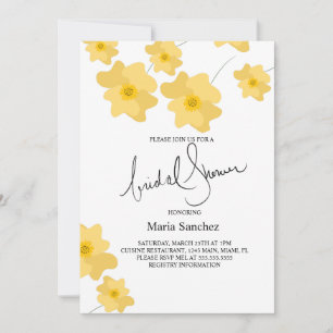 Invitation Journée de mariage floral poppy jaune printemps 
