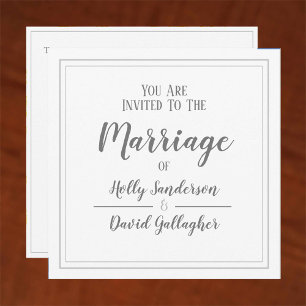 Invitation Journée de mariage simple Carré gris et blanc