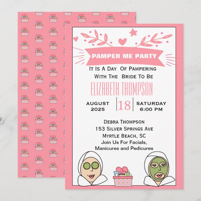 Invitation Journée de Spa pour la future mariée (Devant / Derrière)