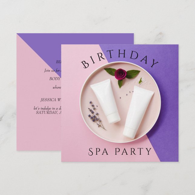 Invitation Journée de Spa pour l'anniversaire d'une femme (Devant / Derrière)